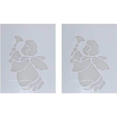 Kerst raamsjabloon engel met bel - 2x - wit - 35 cm - raamdecoratie - kerstversiering