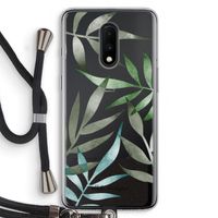 Tropical watercolor leaves: OnePlus 7 Transparant Hoesje met koord