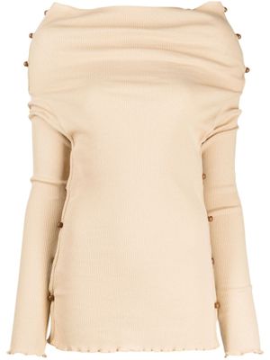 Baserange pull en maille côtelée Tav boutonné - Marron