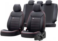 otoM stoelhoezenset Premium leer/textiel zwart/rood 11 delig - thumbnail