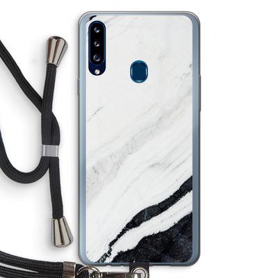 Elegante marmer: Samsung Galaxy A20s Transparant Hoesje met koord