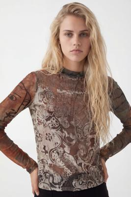 Slim fit arty T-shirt van tule - BLACK - S Slim fit arty T-shirt van tule - BLACK - S