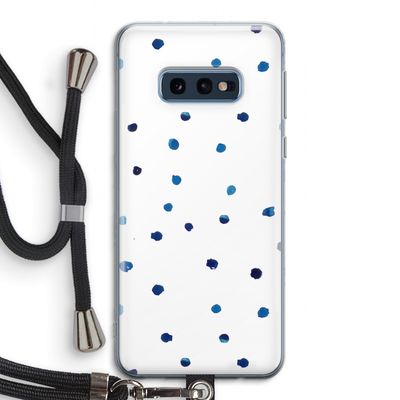 Blauwe stippen: Samsung Galaxy S10e Transparant Hoesje met koord