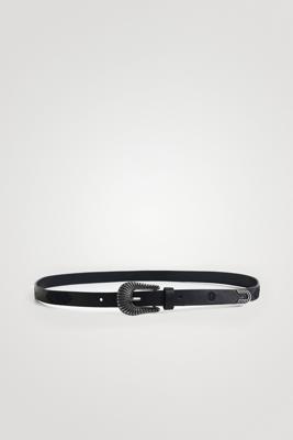Smalle basic riem van leer - BLACK - 90