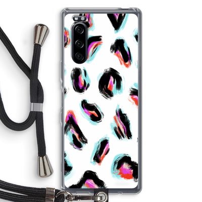 Cheetah color: Sony Xperia 5 Transparant Hoesje met koord