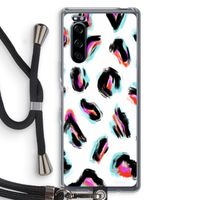 Cheetah color: Sony Xperia 5 Transparant Hoesje met koord
