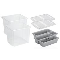 Sunware - Set van 2x opslagbox kunststof 45 liter transparant 45 x 36 x 36 cm met deksel en organise