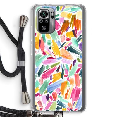 Watercolor Brushstrokes: Xiaomi Redmi Note 10S Transparant Hoesje met koord