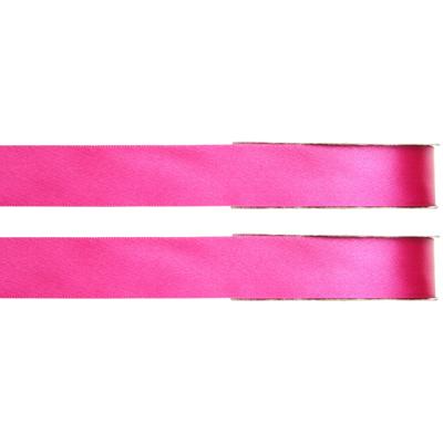 Hobby/decoratie satijnen lint - 2x - fuchsia roze - 1 cm x 25 meter - cadeauverpakking - polyester