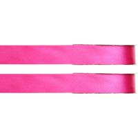 Hobby/decoratie satijnen lint - 2x - fuchsia roze - 1 cm x 25 meter - cadeauverpakking - polyester