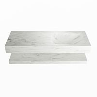 MONDIAZ ALAN-DLUX 120cm planchet Opalo. Vrijhangende wastafel CLOUD rechts zonder kraangat, kleur Opalo.