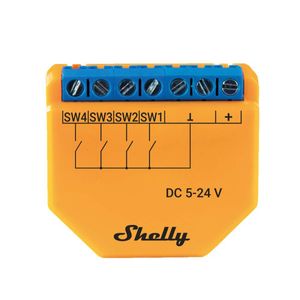 Shelly Plus i4 DC power relay Oranje
