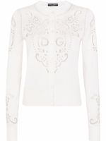 Dolce & Gabbana cardigan en soie à broderies - Blanc