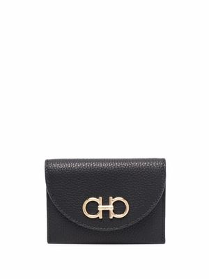 Ferragamo porte-cartes en cuir à plaque logo - Noir