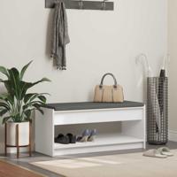 Halbank met kussen met plank met opslag Wit 100 x 38 x 46 cm