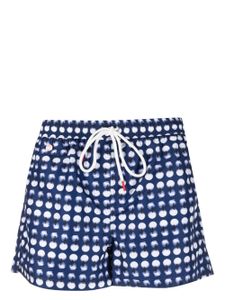 Kiton short de bain à pois - Bleu