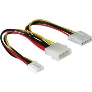 Delock 82111 voedingskabel Molex 4-pins male naar Molex 4-pins female + 4-pins floppy