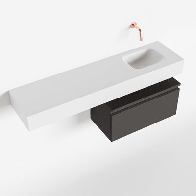Toiletmeubel Mondiaz Andor | 120 cm | Meubelkleur Dark grey | Lex vrijhangend wastafel Talc Rechts | Zonder kraangat