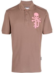 Philipp Plein polo Skull & Bones en piqué - Marron