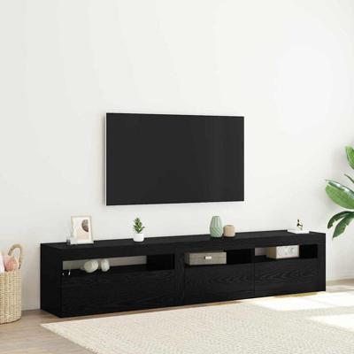 Tv-meubels 2 st met LED bewerkt hout zwart eikenkleurig