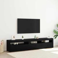 Tv-meubels 2 st met LED bewerkt hout zwart eikenkleurig