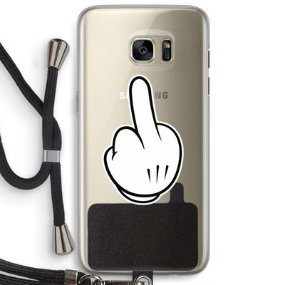 Middle finger white: Samsung Galaxy S7 Edge Transparant Hoesje met koord