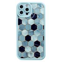 iPhone 12 Pro blauwe case - Blue cubes