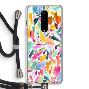 Watercolor Brushstrokes: OnePlus 8 Transparant Hoesje met koord