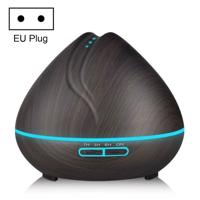 Perzik vorm houtnerf afstandsbediening Ultrasone luchtbevochtiger aromatherapie machine met LED-verlichting capaciteit: 400mL EU-stekker (donker hou