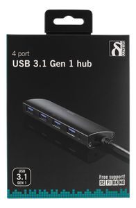 Deltaco UH-481 interface hub USB 3.2 Gen 2 (3.1 Gen 2) Type-A 1500 Mbit/s Zwart