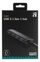 Deltaco UH-481 interface hub USB 3.2 Gen 2 (3.1 Gen 2) Type-A 1500 Mbit/s Zwart - thumbnail