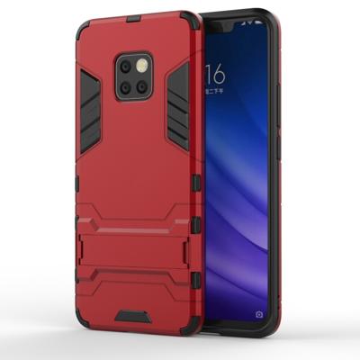 Schokbestendige PC + TPU Case voor Huawei mate 20 Pro met houder (rood)
