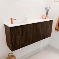 Toiletmeubel Mondiaz Joya | 100 cm | Meubelkleur Walnut | Faye wastafel Talc Links | 1 kraangat