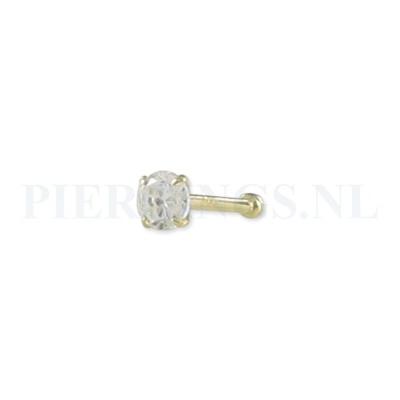 Neusstud goud 14 karaat zirkonia