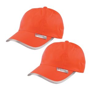 2x stuks oranje reflecterende lichtgevende baseball cap/pet