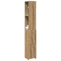 Badkamerkast 25x25x170 cm bewerkt hout artisanaal eikenkleurig