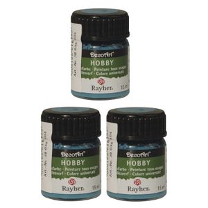 3x Turquoise acrylverf/allesverf potjes 15 ml hobby/knutsel