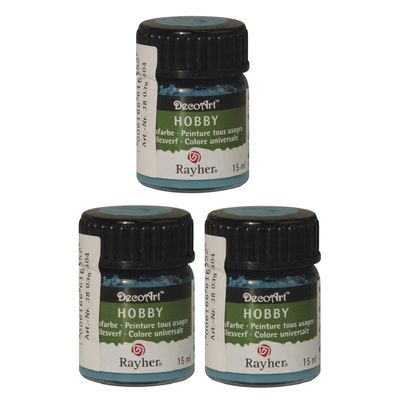 3x Turquoise acrylverf/allesverf potjes 15 ml hobby/knutsel
