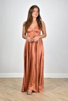 Zimmermann jurk Silk Slip lage rug met gekruiste bandjes oranje - thumbnail