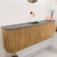 Toiletmeubel Mondiaz Joya Dlux | 123.2 cm | Meubelkleur Oak | Faye wastafel Sombra Wasbak Midden | Zonder kraangat(en)