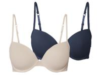 esmara 2 beugel BH's (85C, Marineblauw/beige)