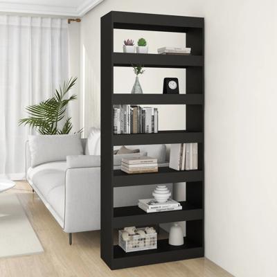 Boekenkast/kamerscherm 80x30x198 cm bewerkt hout zwart