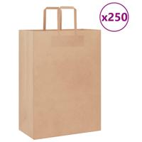 VidaXL Papieren zakken 250 st met hengsels 32x17x44 cm bruin