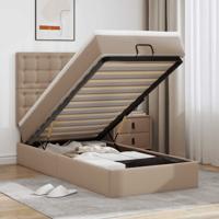 ottomaanse bed met matras 100x200cm kunstleer cappuccinokleurig
