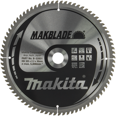 Makita Accessoires Makita zaagblad hout 305x30x2.3 80t 5g - b-32851 Makita Accessoires Makita zaagblad hout 305x30x2.3 80t 5g - b-32851