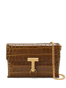 TOM FORD sac à bandoulière Monarch à effet peau de crocodile - Marron