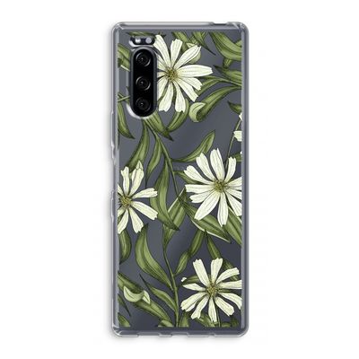 Wit bloemenpatroon: Sony Xperia 5 Transparant Hoesje