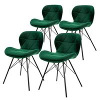 ML-Design set van 4 eetkamerstoelen met rugleuning, donkergroen, keukenstoel met fluwelen bekleding, gestoffeerde stoel