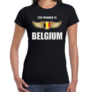 The winner is Belgium / Belgie t-shirt zwart voor dames