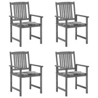 Tuinstoelen 4 st met kussens massief acaciahout grijs